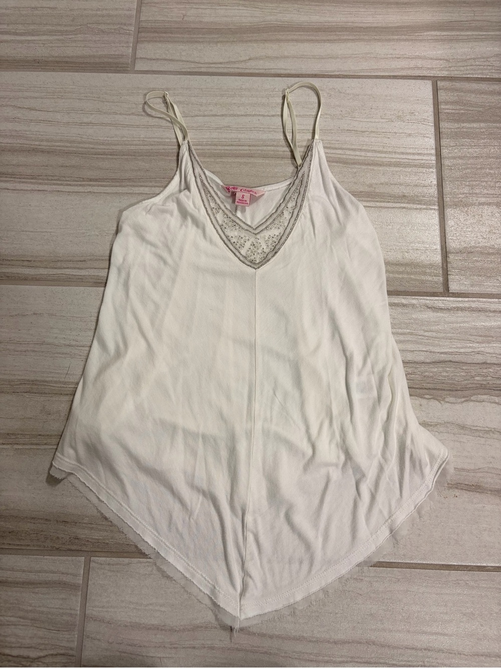 Candie's White Lace-Trim V-Neck Camisole